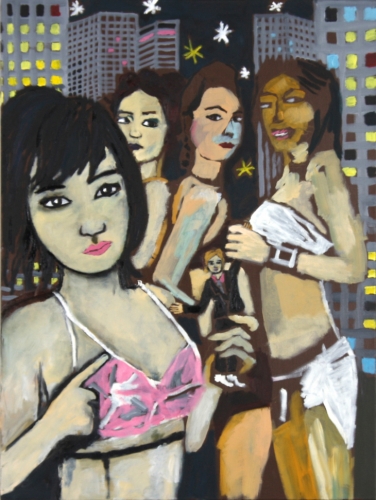 Jack Mc Geff dans la super village<br /><br />2008/09<br />Oil on canvas<br />80 x 60 x 2 cm